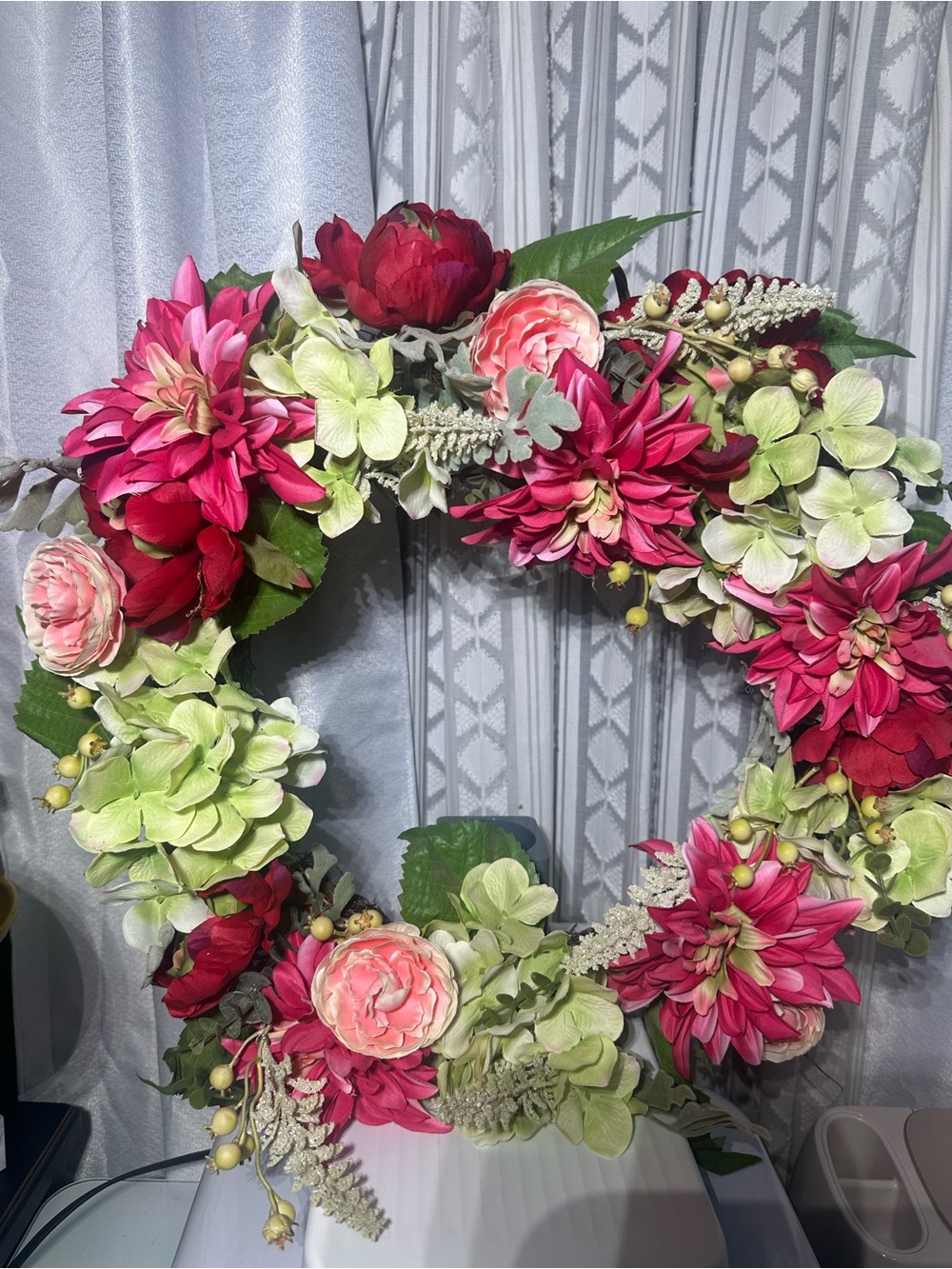 Makers Market Pink, Red & Green Floral Wreath